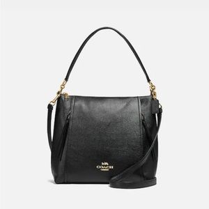 Coach Marlon Hobo Black Pebble Leather Shoulder Bag